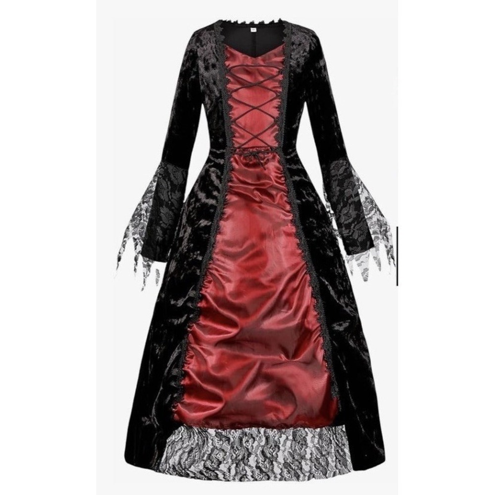 Youth Vampire Dracula Gothic Costume Dress And Accessories 9-10 Y C1105